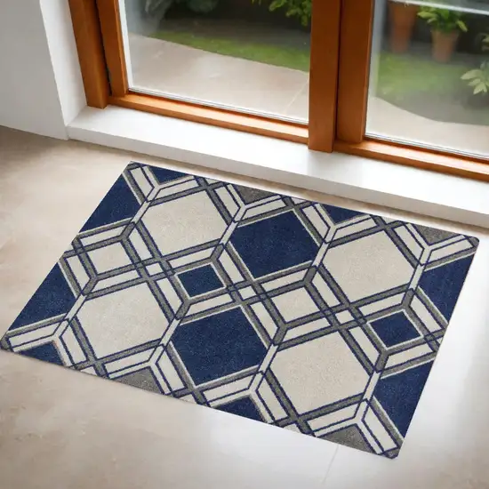 Blue Geometric Area Rug Photo 1