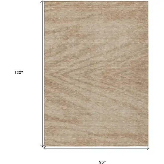 Khaki And Brown Abstract Washable Indoor Outdoor Area Rug Photo 3