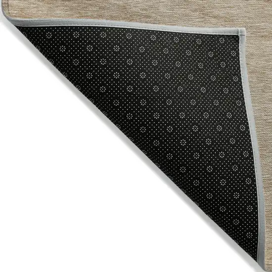 Khaki And Brown Abstract Washable Indoor Outdoor Area Rug Photo 4