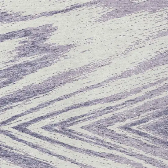 Lavender And Ivory Abstract Washable Indoor Outdoor Area Rug Photo 6