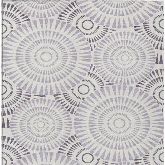 Lavender And Ivory Geometric Washable Indoor Outdoor Area Rug Photo 7