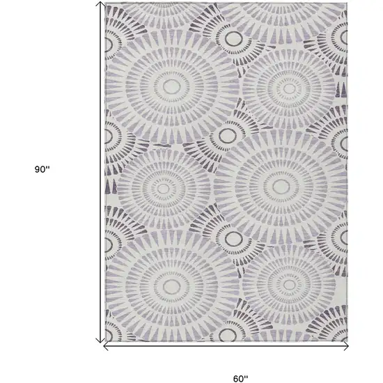 Lavender And Ivory Geometric Washable Indoor Outdoor Area Rug Photo 3