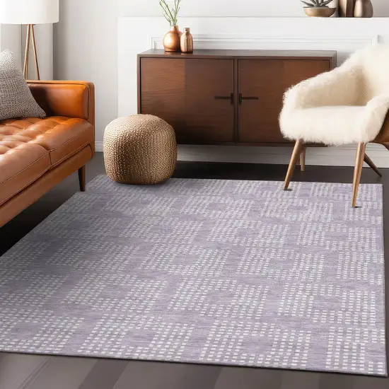 Lavender And Ivory Geometric Washable Indoor Outdoor Area Rug Photo 9