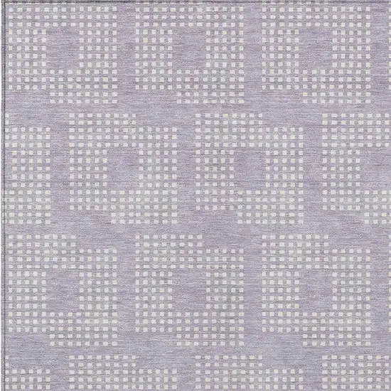Lavender And Ivory Geometric Washable Indoor Outdoor Area Rug Photo 6