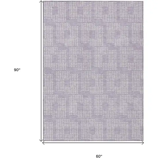 Lavender And Ivory Geometric Washable Indoor Outdoor Area Rug Photo 3