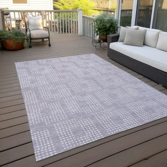 Lavender And Ivory Geometric Washable Indoor Outdoor Area Rug Photo 7