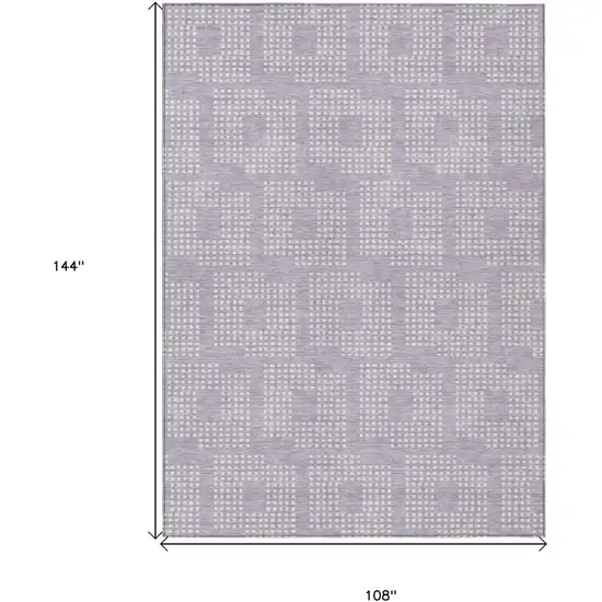 Lavender And Ivory Geometric Washable Indoor Outdoor Area Rug Photo 3