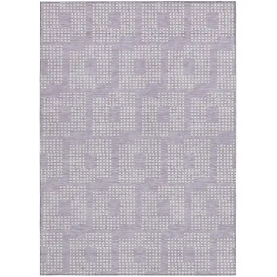 Lavender And Ivory Geometric Washable Indoor Outdoor Area Rug Photo 6