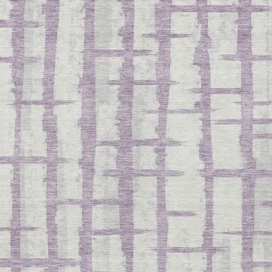 Lavender And Ivory Striped Washable Indoor Outdoor Area Rug Photo 6
