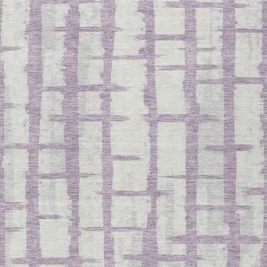 Lavender And Ivory Striped Washable Indoor Outdoor Area Rug Photo 6