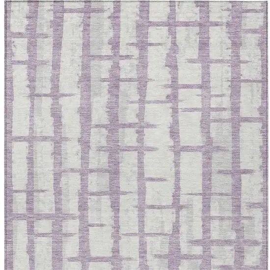 Lavender And Ivory Striped Washable Indoor Outdoor Area Rug Photo 7