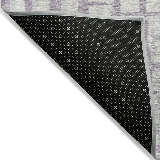 Lavender And Ivory Striped Washable Indoor Outdoor Area Rug Photo 4