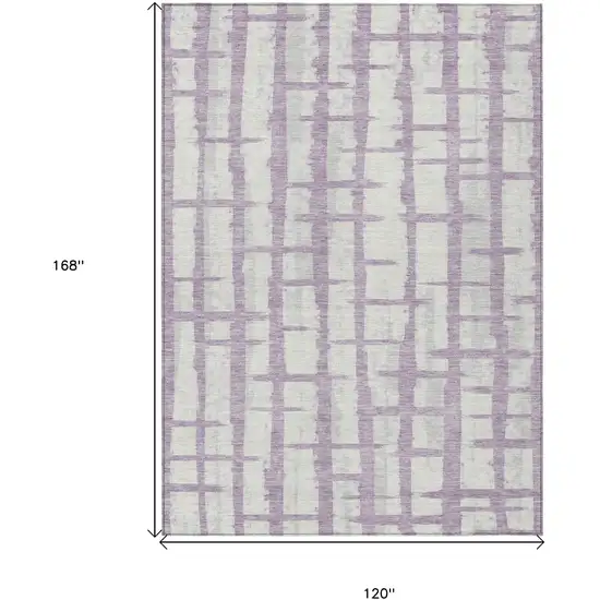 Lavender And Ivory Striped Washable Indoor Outdoor Area Rug Photo 3