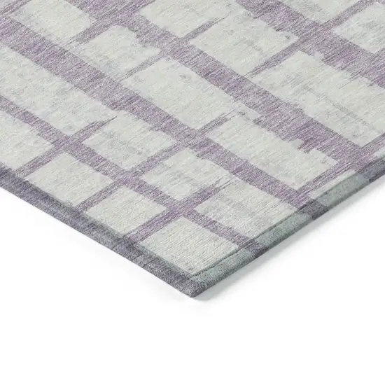 Lavender And Ivory Striped Washable Indoor Outdoor Area Rug Photo 5