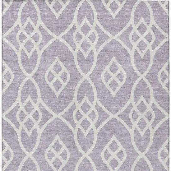 Lavender And Ivory Trellis Washable Indoor Outdoor Area Rug Photo 6