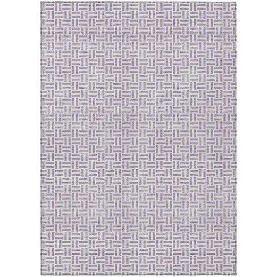 Lavender And Silver Geometric Washable Indoor Outdoor Area Rug Photo 2
