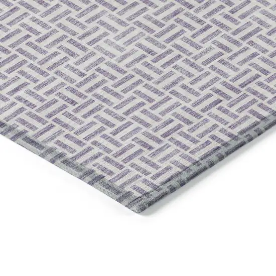 Lavender And Silver Geometric Washable Indoor Outdoor Area Rug Photo 5