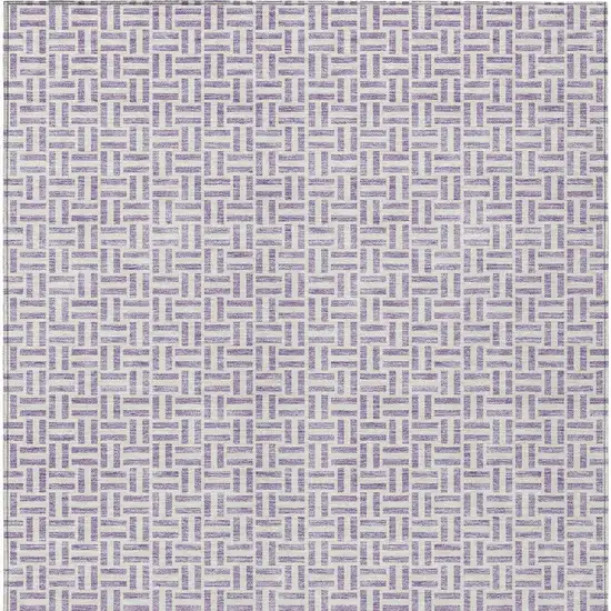 Lavender And Silver Geometric Washable Indoor Outdoor Area Rug Photo 6