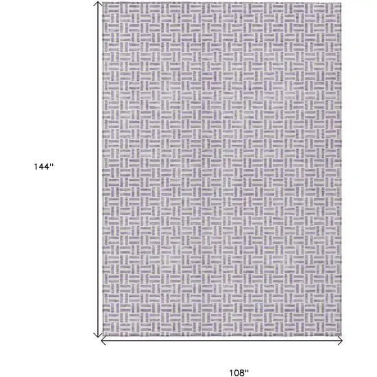 Lavender And Silver Geometric Washable Indoor Outdoor Area Rug Photo 3
