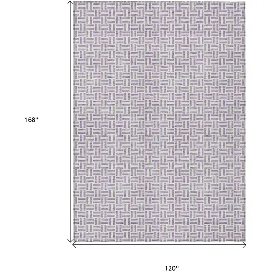 Lavender And Silver Geometric Washable Indoor Outdoor Area Rug Photo 3