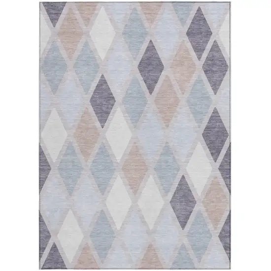 Lavender Brown And Ivory Geometric Washable Indoor Outdoor Area Rug Photo 7