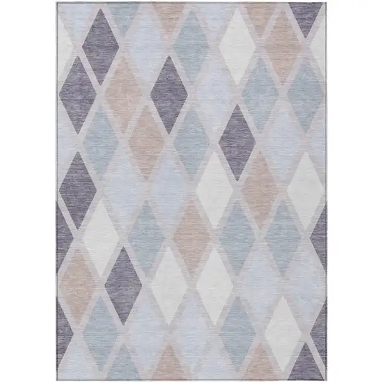 Lavender Brown And Ivory Geometric Washable Indoor Outdoor Area Rug Photo 2