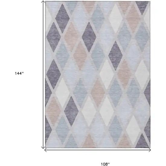 Lavender Brown And Ivory Geometric Washable Indoor Outdoor Area Rug Photo 3