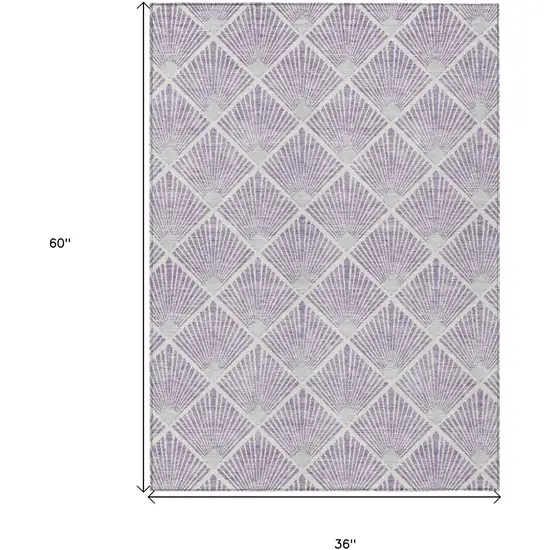 Lavender Gray And Ivory Geometric Washable Indoor Outdoor Area Rug Photo 3