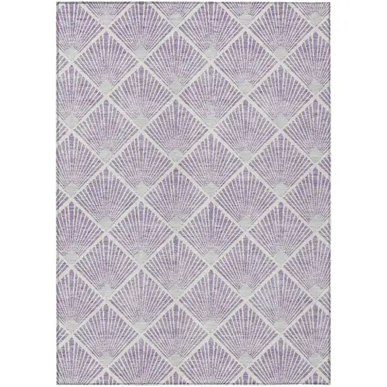 Lavender Gray And Ivory Geometric Washable Indoor Outdoor Area Rug Photo 2