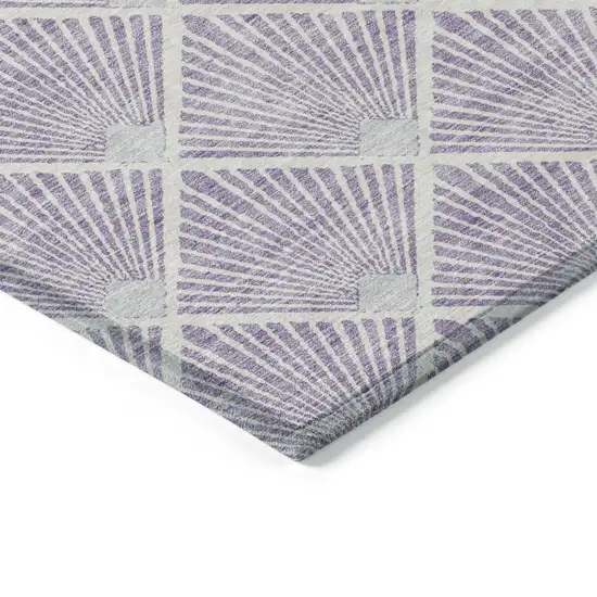 Lavender Gray And Ivory Geometric Washable Indoor Outdoor Area Rug Photo 4