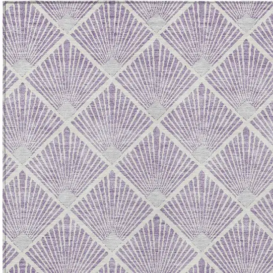 Lavender Gray And Ivory Geometric Washable Indoor Outdoor Area Rug Photo 6