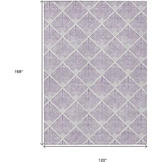 Lavender Gray And Ivory Geometric Washable Indoor Outdoor Area Rug Photo 3