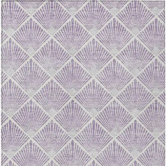 Lavender Gray And Ivory Geometric Washable Indoor Outdoor Area Rug Photo 7
