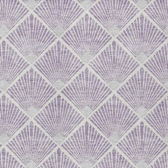 Lavender Gray And Ivory Geometric Washable Indoor Outdoor Area Rug Photo 6