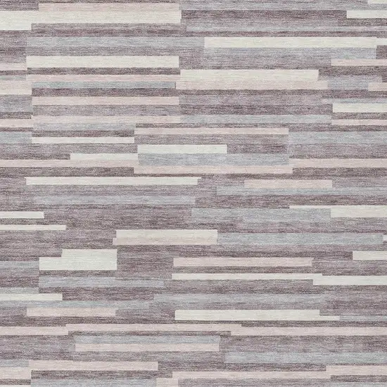 Lavender Gray And Ivory Striped Washable Indoor Outdoor Area Rug Photo 6