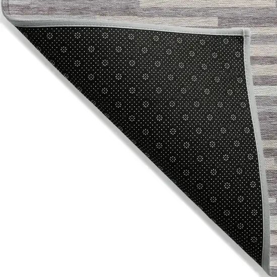 Lavender Gray And Ivory Striped Washable Indoor Outdoor Area Rug Photo 4
