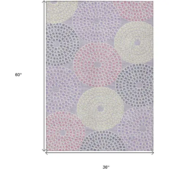 Lavender Purple And Gray Geometric Washable Indoor Outdoor Area Rug Photo 3