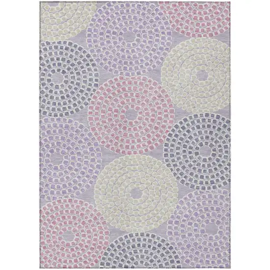 Lavender Purple And Gray Geometric Washable Indoor Outdoor Area Rug Photo 2