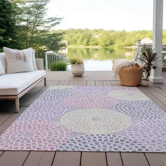 Lavender Purple And Gray Geometric Washable Indoor Outdoor Area Rug Photo 9