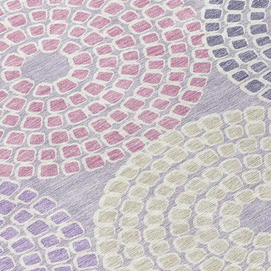 Lavender Purple And Gray Geometric Washable Indoor Outdoor Area Rug Photo 7