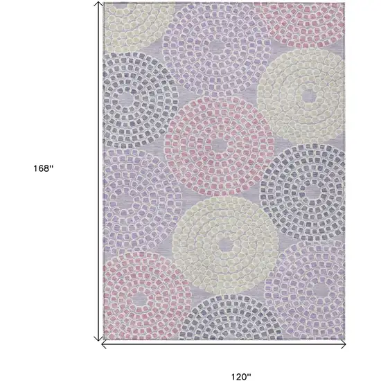 Lavender Purple And Gray Geometric Washable Indoor Outdoor Area Rug Photo 3