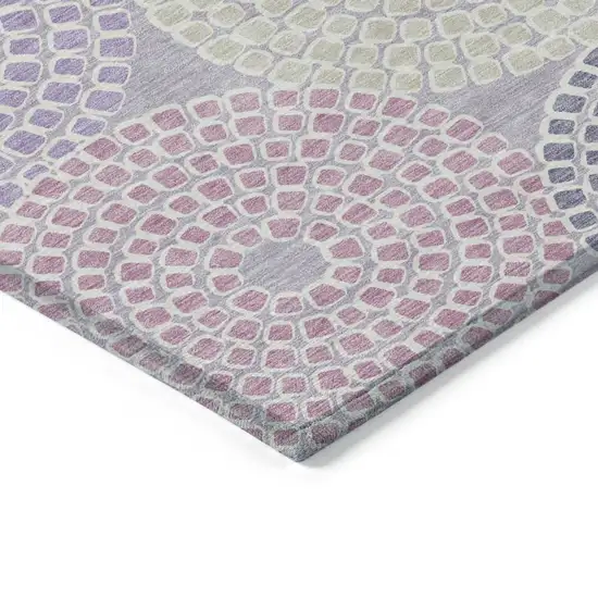 Lavender Purple And Gray Geometric Washable Indoor Outdoor Area Rug Photo 5
