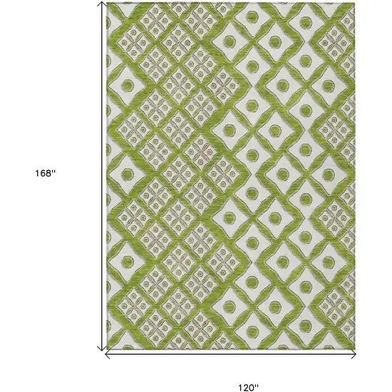 Lime Green And Ivory Geometric Washable Indoor Outdoor Area Rug Photo 3
