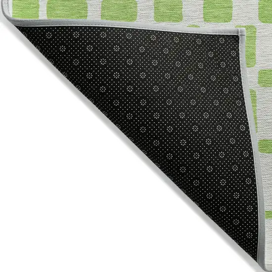 Lime Green And Ivory Geometric Washable Indoor Outdoor Area Rug Photo 4