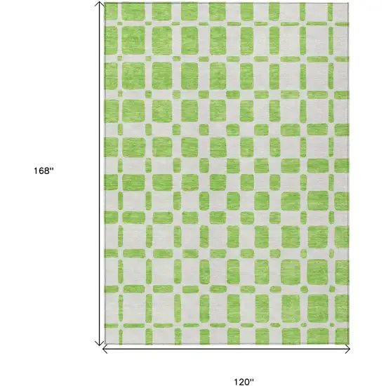 Lime Green And Ivory Geometric Washable Indoor Outdoor Area Rug Photo 3