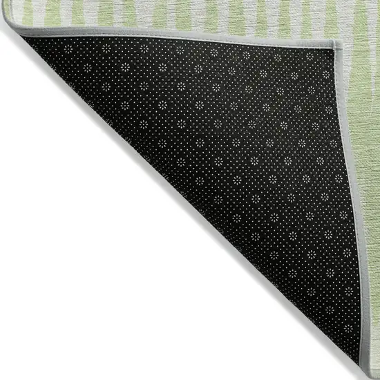 Lime Green And Ivory Striped Washable Indoor Outdoor Area Rug Photo 4