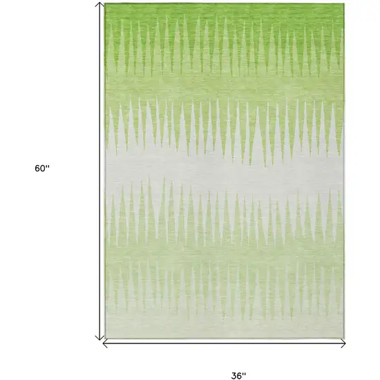 Lime Green And Ivory Striped Washable Indoor Outdoor Area Rug Photo 3