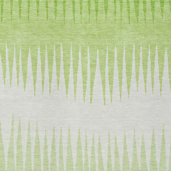Lime Green And Ivory Striped Washable Indoor Outdoor Area Rug Photo 7