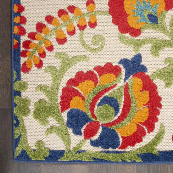 8' Green And Ivory Indoor Outdoor Area Rug Photo 8