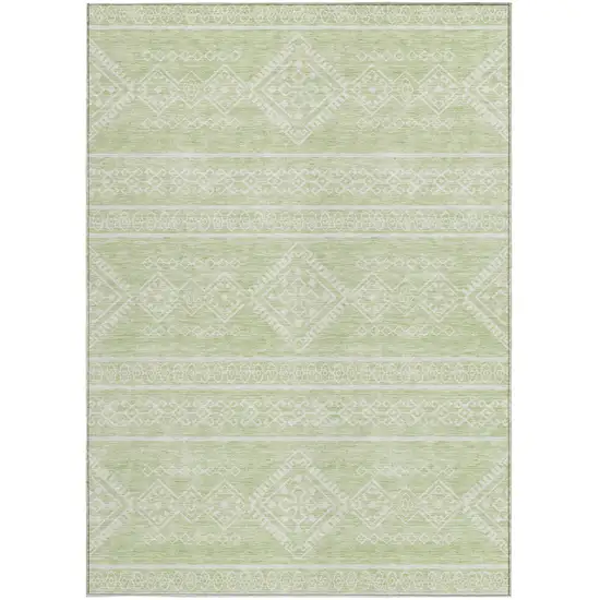 Mint Green And Ivory Southwestern Washable Indoor Outdoor Area Rug Photo 6